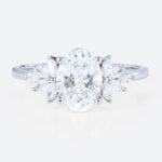 Oval Cut Diamond Engagement Rings Art Deco 1.5ct Lab Diamond Ring in white gold