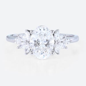 Oval Cut Diamond Engagement Rings Art Deco 1.5ct Lab Diamond Ring in white gold