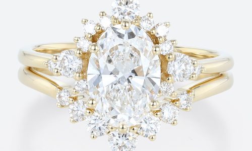 1.5ct Colorless VS+ Oval Cut Lab Grown Diamond Crown-Inspired 6-Prong Bridal Ring Set in Rose Gold (1) Yellow Gold Oval Lab Diamond Engagement Ring 6 Prong Oval Bridal Ring Set