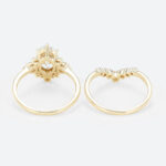 Yellow Gold Oval Lab Diamond Engagement Ring 6 Prong Oval Bridal Ring Set