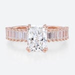 Radiant Cut Rose Gold Engagement Ring Unique 1.5ct Lab Diamond Rings in Rose Gold