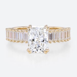 Radiant Cut Rose Gold Engagement Ring Unique 1.5ct Lab Diamond Rings in Yellow Gold