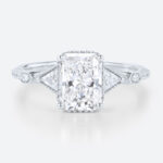 1.5 Ct Lab Grown Diamond Ring Rose Gold Radiant Cut Engagement Rings in white Gold