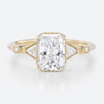 1.5 Ct Lab Grown Diamond Ring Rose Gold Radiant Cut Engagement Rings in yellow Gold
