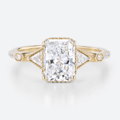 1.5 Ct Lab Grown Diamond Ring Rose Gold Radiant Cut Engagement Rings in yellow Gold