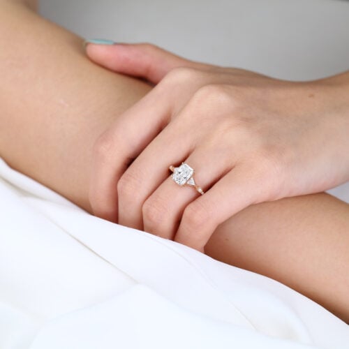 1.5 Ct Lab Grown Diamond Ring Rose Gold Radiant Cut Engagement Rings in Rose Gold
