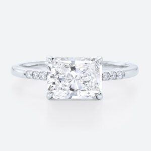 East West Engagement Ring​ 1.5ct Radiant Cut Lab Diamond Rings in White Gold