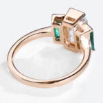 Radiant Cut Lab Diamond Engagment Ring Bezel Set Emerald Ring in Rose Gold