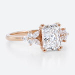 1.5ct Radiant Lab Diamond Cut Ring Floral Inspired Engagement Rings​ in Rose Gold