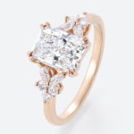 1.5ct Radiant Lab Diamond Cut Ring Floral Inspired Engagement Rings​ in Rose Gold
