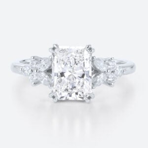 1.5ct Radiant Lab Diamond Cut Ring Floral Inspired Engagement Rings​ in White Gold