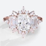 1.5ct Lab Diamond Ring Radiant Cut Floral-Inspired Engagement Ring in Rose Gold