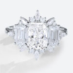 1.5ct Lab Diamond Ring Radiant Cut Floral-Inspired Engagement Ring in White Gold