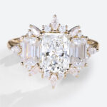 1.5ct Lab Diamond Ring Radiant Cut Floral-Inspired Engagement Ring in Yellow Gold