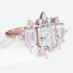 1.5ct Lab Diamond Ring Radiant Cut Floral-Inspired Engagement Ring in Rose Gold