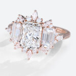 1.5ct Lab Diamond Ring Radiant Cut Floral-Inspired Engagement Ring in Rose Gold
