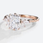 Radiant Cut 1.5ct Lab Diamond Rings Twisted 6-Prong Engagement Ring in rose gold