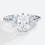 Radiant Cut 1.5ct Lab Diamond Rings Twisted 6-Prong Engagement Ring in white gold