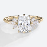 Radiant Cut 1.5ct Lab Diamond Rings Twisted 6-Prong Engagement Ring in yellow gold