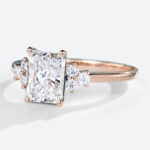 Radiant Cut Wedding Ring Modern 4-Prong 1.5ct Lab Diamond Cluster Ring in Rose Gold