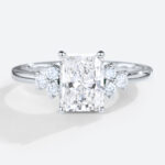 Radiant Cut Wedding Ring Modern 4-Prong 1.5ct Lab Diamond Cluster Ring in White Gold