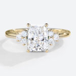 Radiant Cut Wedding Ring Modern 4-Prong 1.5ct Lab Diamond Cluster Ring in Yellow Gold