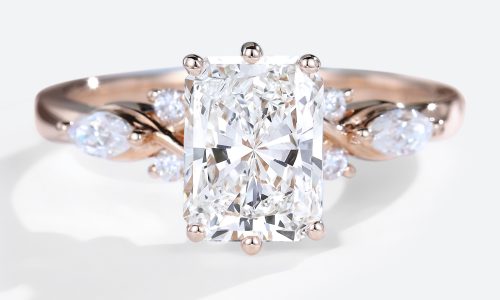 Radiant Cut Lab Grown Diamond Ring 6 Prong Engagement Rings in rose gold