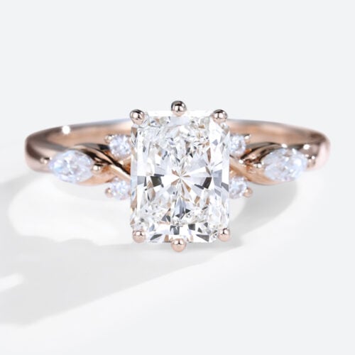Radiant Cut Lab Grown Diamond Ring 6 Prong Engagement Rings in rose gold