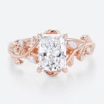1.5 Carat Radiant Cut Lab Diamond Ring Nature-Inspired 4 Prong Ring in rose gold