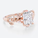1.5 Carat Radiant Cut Lab Diamond Ring Nature-Inspired 4 Prong Ring in rose gold