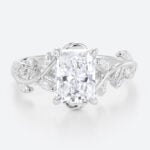 1.5 Carat Radiant Cut Lab Diamond Ring Nature-Inspired 4 Prong Ring in white gold
