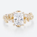 1.5 Carat Radiant Cut Lab Diamond Ring Nature-Inspired 4 Prong Ring in yellow gold