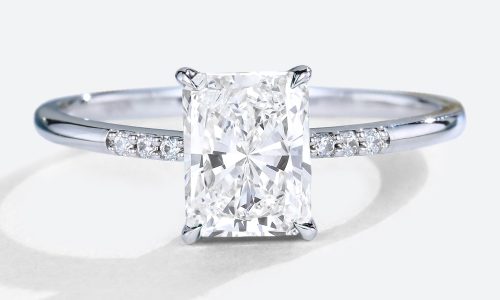 1.5ct Lab Diamond Pave Engagement Rings 4 Prong Simple Elegant rings in white gold