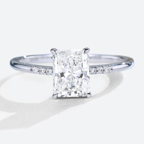 1.5ct Lab Diamond Pave Engagement Rings 4 Prong Simple Elegant rings in white gold
