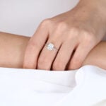 1.5ct Lab Diamond Pave Engagement Rings 4 Prong Simple Elegant rings in white gold