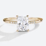 1.5ct Lab Diamond Pave Engagement Rings 4 Prong Simple Elegant rings in yellow gold