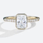 1.5 Carat Radiant Cut Diamond Ring Lab Grown Pave Bezel Setting Ring