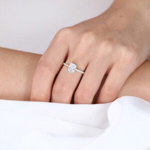 1.5 Carat Radiant Cut Diamond Ring Lab Grown Pave Bezel Setting Ring