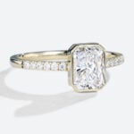 1.5 Carat Radiant Cut Diamond Ring Lab Grown Pave Bezel Setting Ring