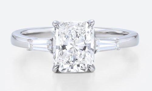 1.5ct Colorless VS+ Radiant Cut Lab Grown Diamond Tapered Baguette Accented 4 Claw Prong Engagement Ring in White Gold (1) 1.5ct Radiant Cut Lab Grown Diamond Ring Simple Engagment Rings in White Gold