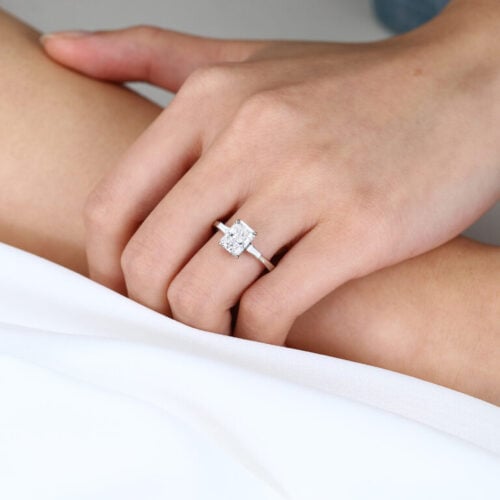 1.5ct Radiant Cut Lab Grown Diamond Ring Simple Engagment Rings in White Gold
