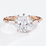 Rose Gold Radiant Cut Lab Diamond Twist Engagement Rings 1.5ct 6 Prong Ring