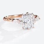 Rose Gold Radiant Cut Lab Diamond Twist Engagement Rings 1.5ct 6 Prong Ring