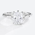 White Gold Radiant Cut Lab Diamond Twist Engagement Rings 1.5ct 6 Prong Ring
