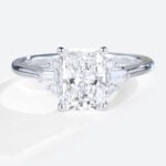 1.5ct Lab Grown Diamond Engagement Rings Radiant Cut 4-Prong Rings in White Gold