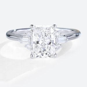 1.5ct Lab Grown Diamond Engagement Rings Radiant Cut 4-Prong Rings in White Gold