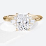 1.5ct Lab Grown Diamond Engagement Rings Radiant Cut 4-Prong Rings in Yellow Gold