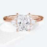 1.5ct Lab Grown Diamond Engagement Rings Radiant Cut 4-Prong Rings in Rose Gold