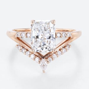 1.5ct Radiant Cut Lab Diamond Ring 4-Prong Unique Engagement Ring in Rose Gold