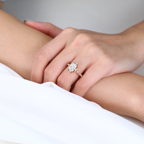 Rose Gold Radiant Cut Lab Grown Diamond Rings​ 1.5ct Art Deco Rings Vintage